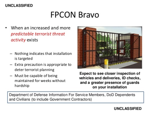 FPCON terrorist threat level Bravo